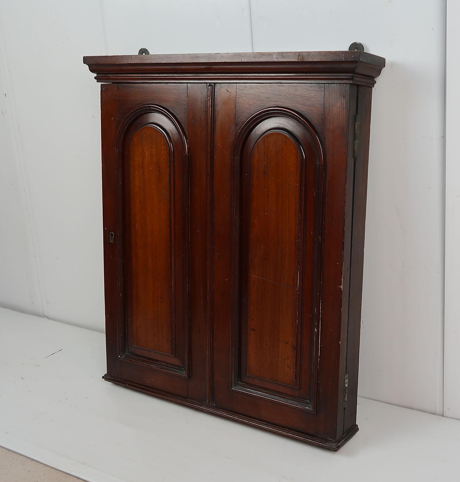 Georgian Small Antique Wall Mounted Housekeepers Cupboard, English, c.1860