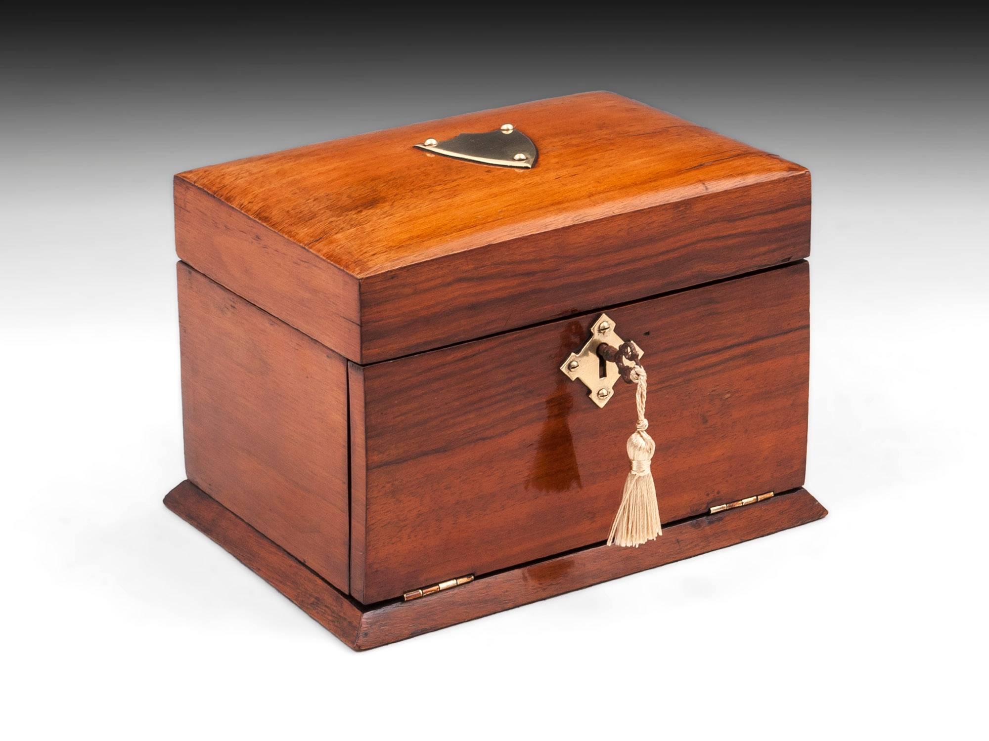 Small Antique Walnut and Brass Jewelry Box 5