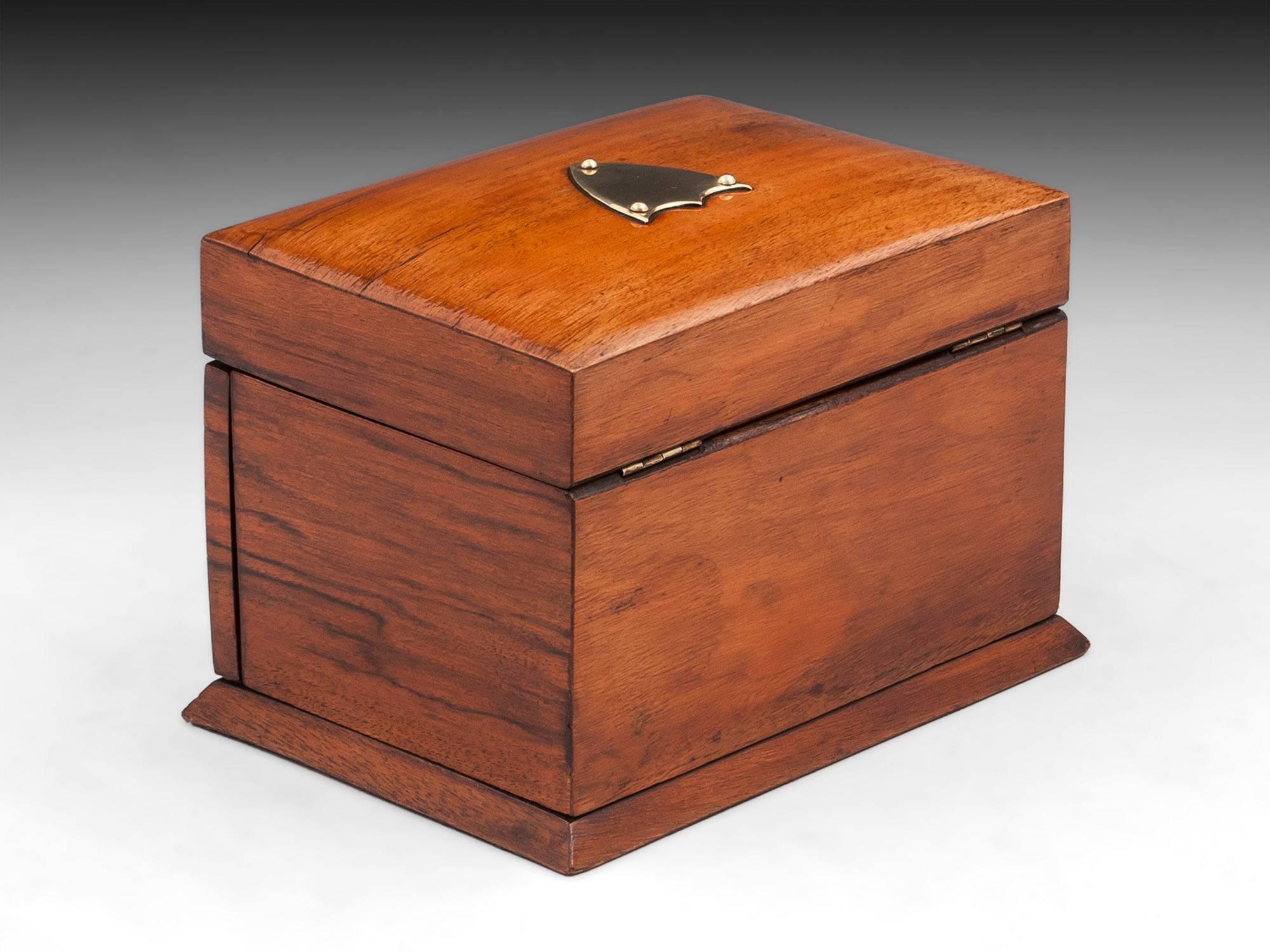 20th Century Small Antique Walnut and Brass Jewelry Box