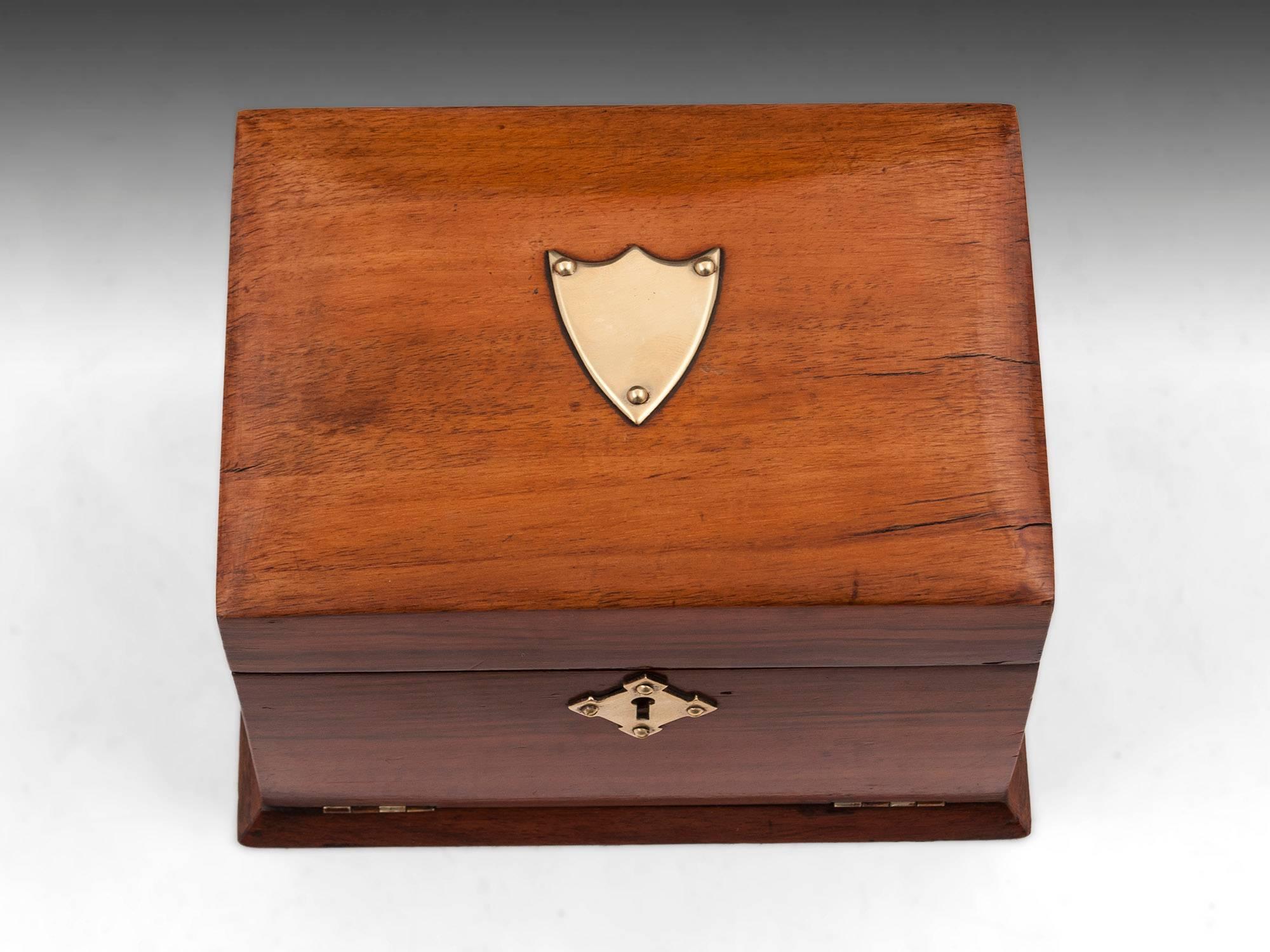 Small Antique Walnut and Brass Jewelry Box 1