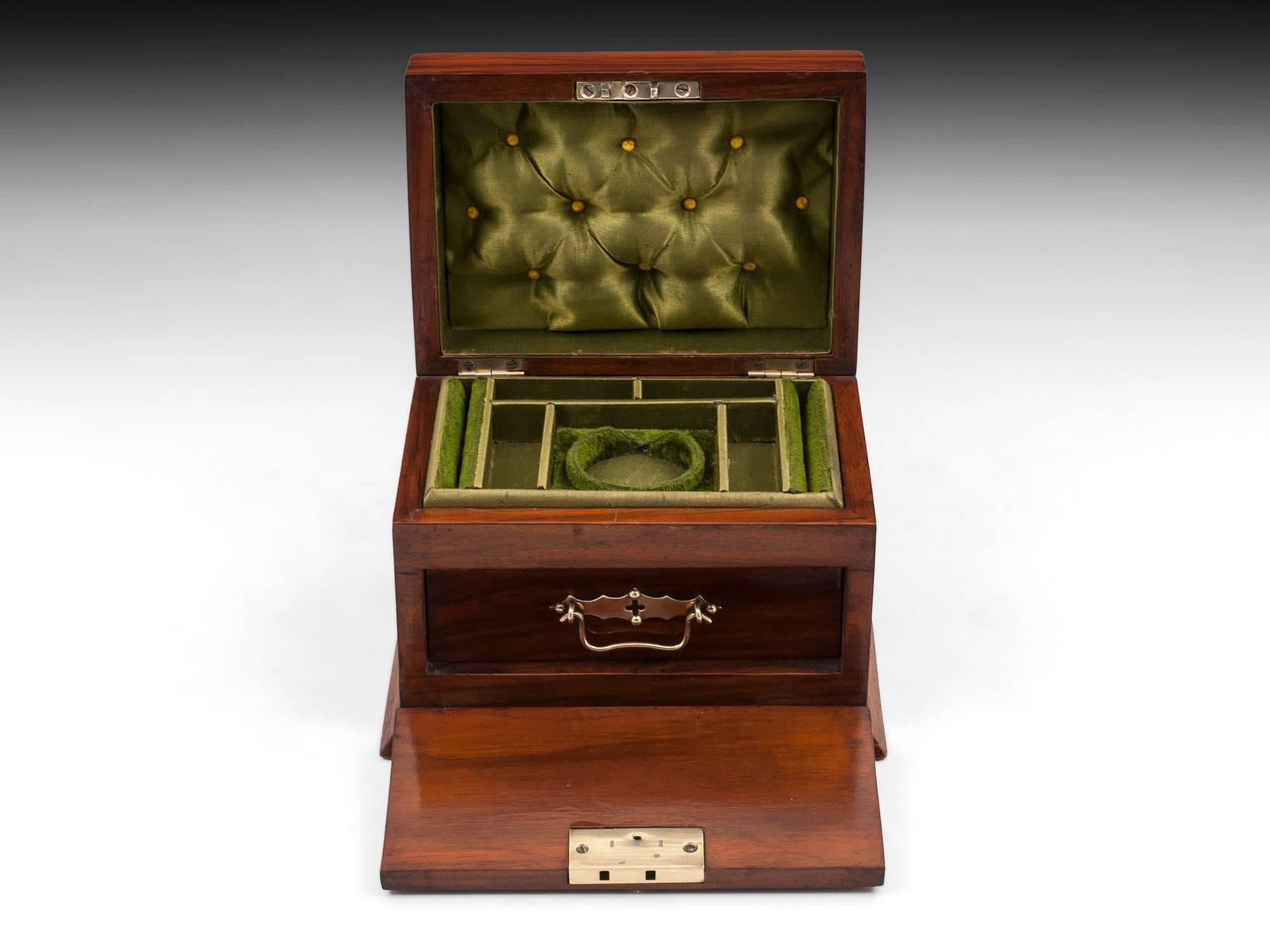 Small Antique Walnut and Brass Jewelry Box 3