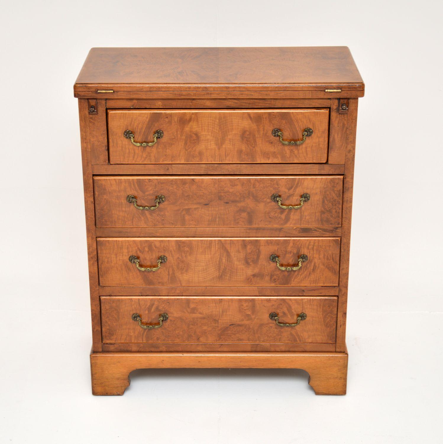 English Small Antique Walnut Bachelors Chest of Drawers