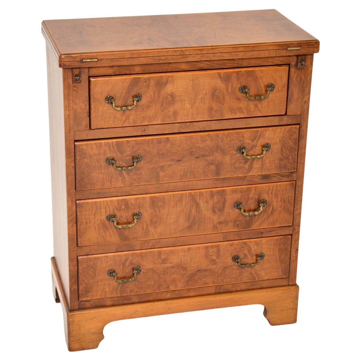 Small Antique Walnut Bachelors Chest of Drawers