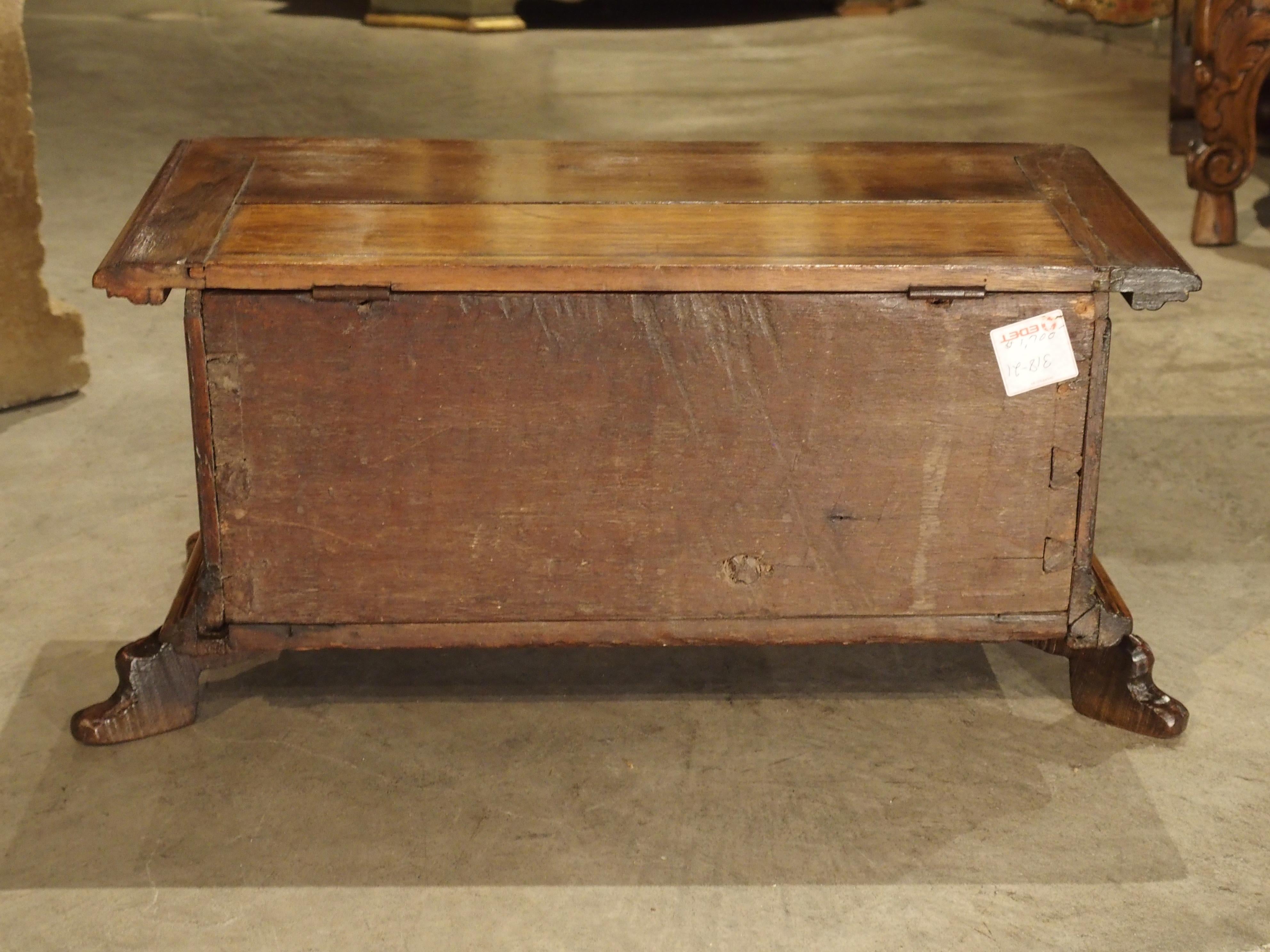 Renaissance Small Antique Walnut Wood Table Trunk from Northern Italy, circa 1700