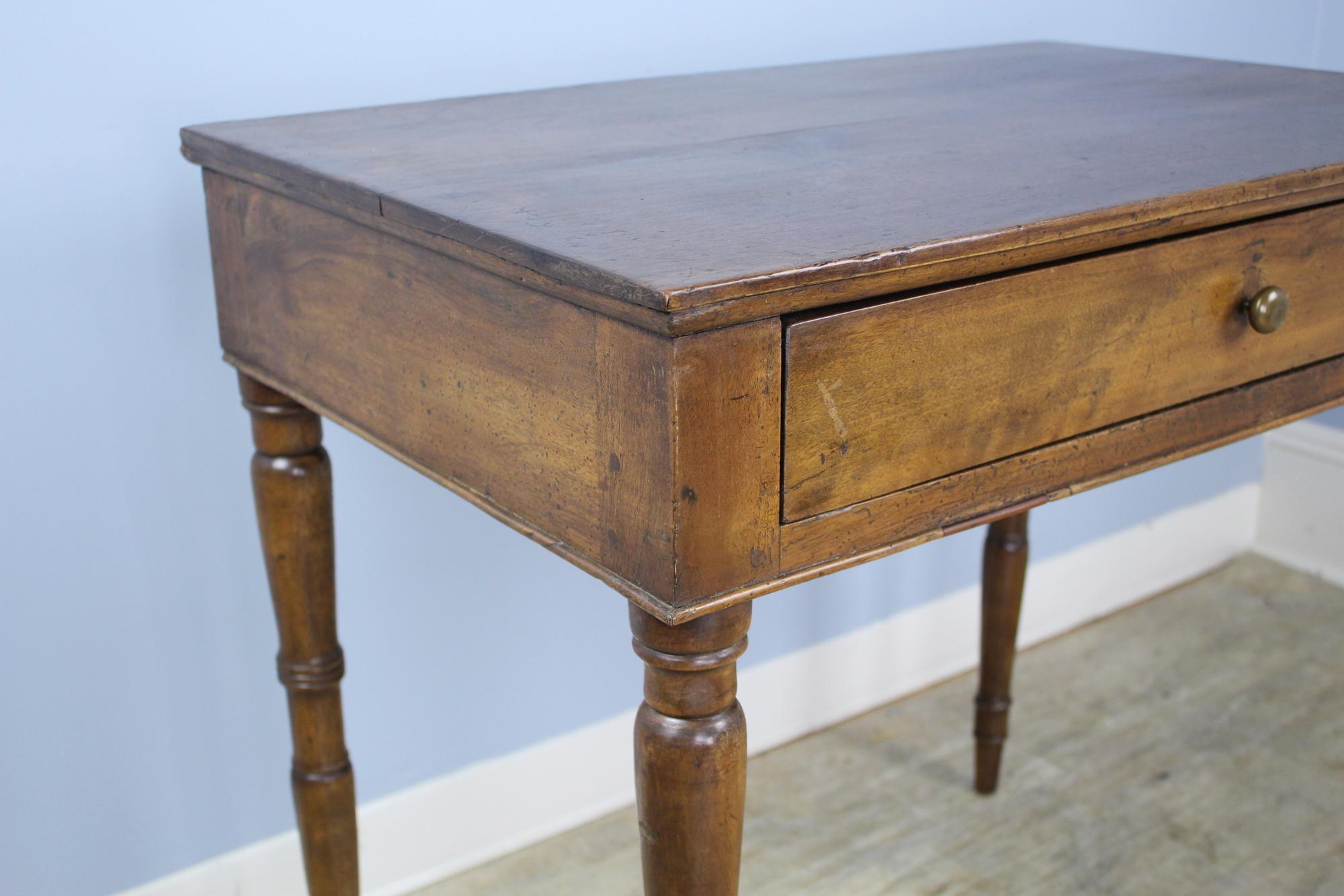 19th Century Small Antique Walnut Writing Table with Turned Legs