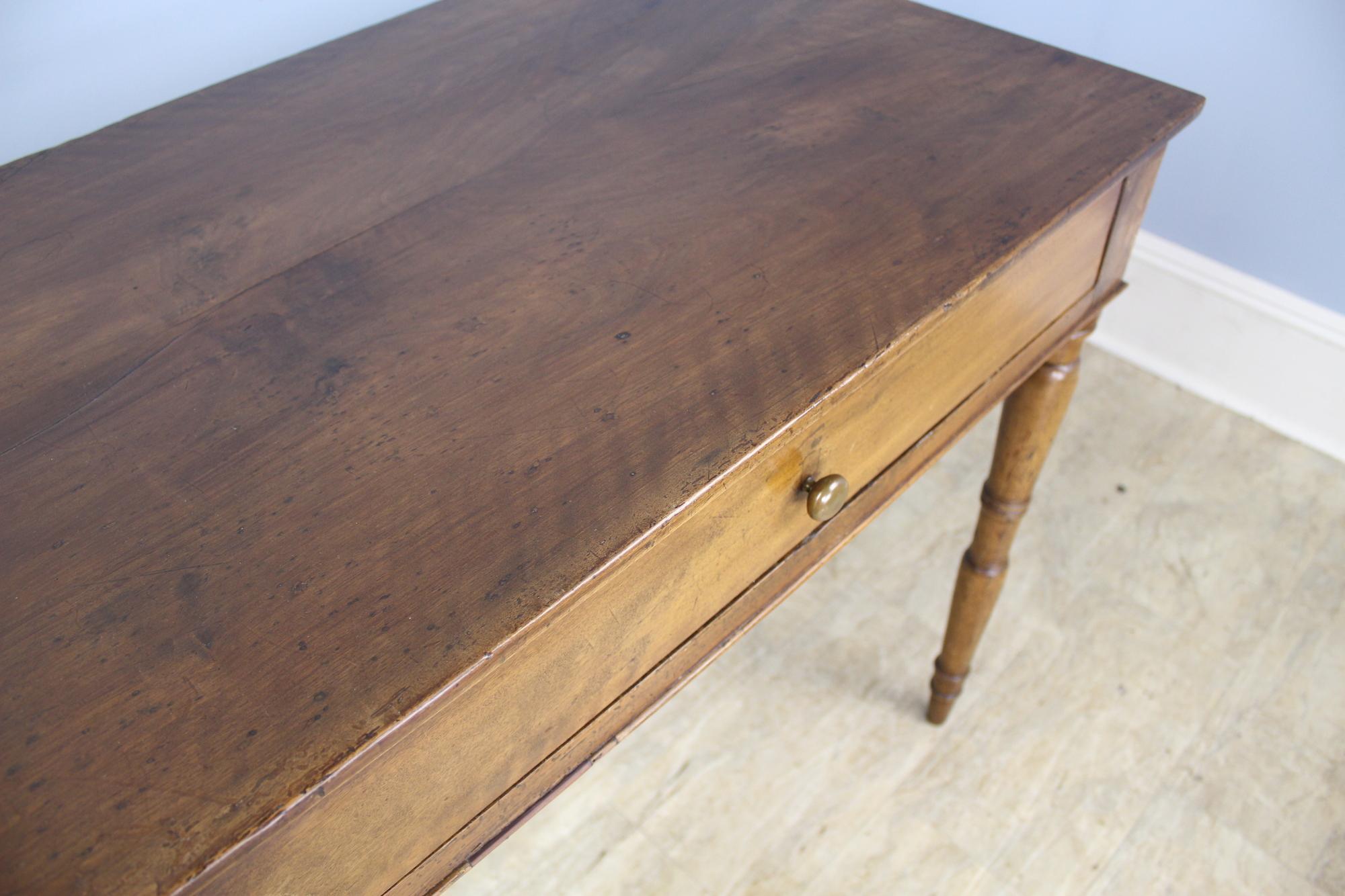 Small Antique Walnut Writing Table with Turned Legs 1