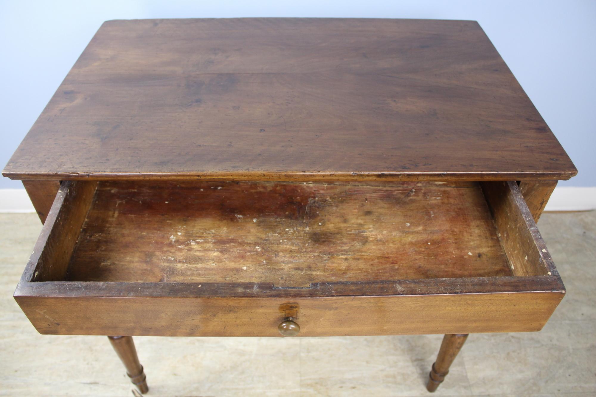 Small Antique Walnut Writing Table with Turned Legs 3