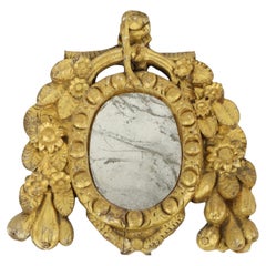 Small Antique Weathered Mirror Gilded Wood 19th Century