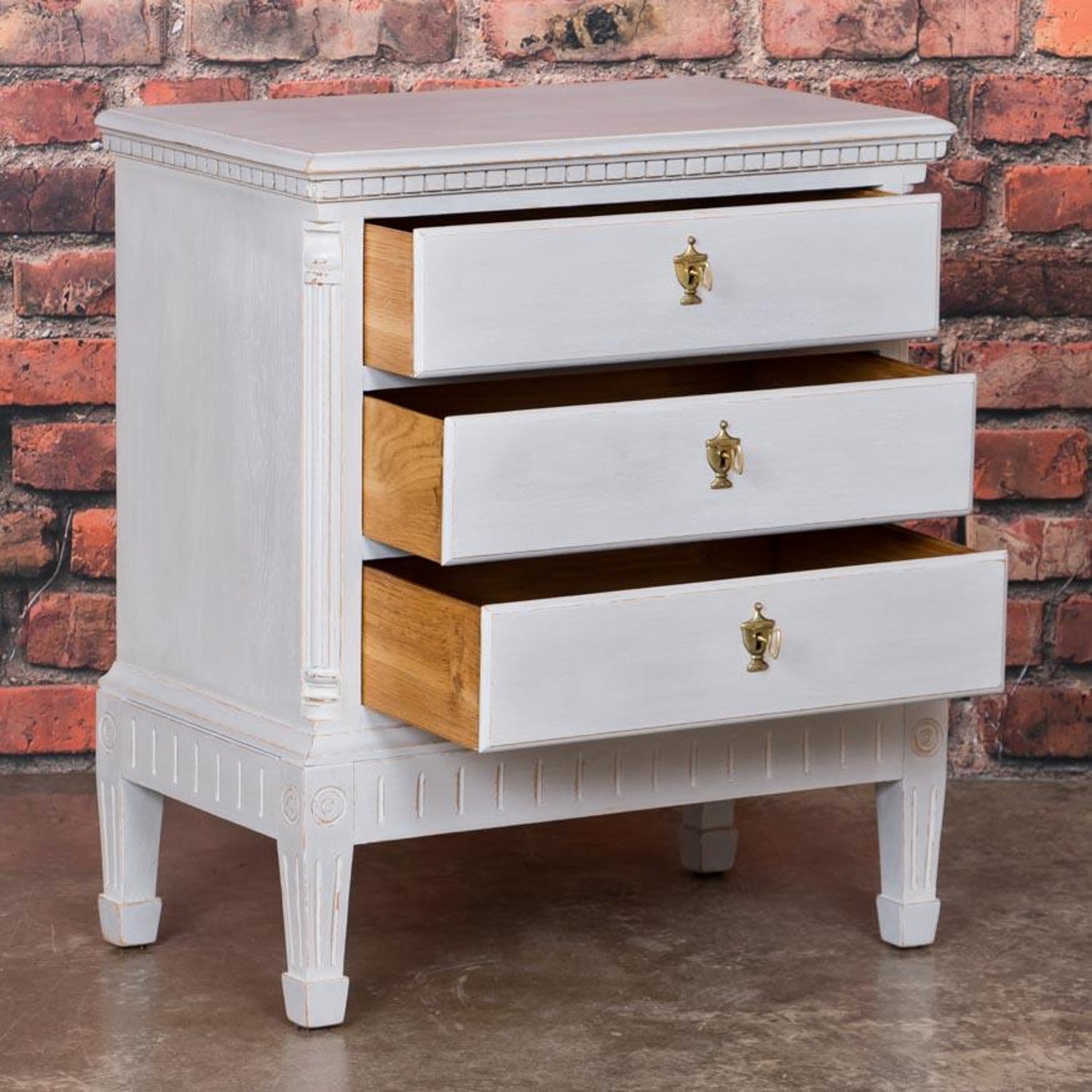 Small Antique White Painted Swedish Chest Of Drawer For Sale At