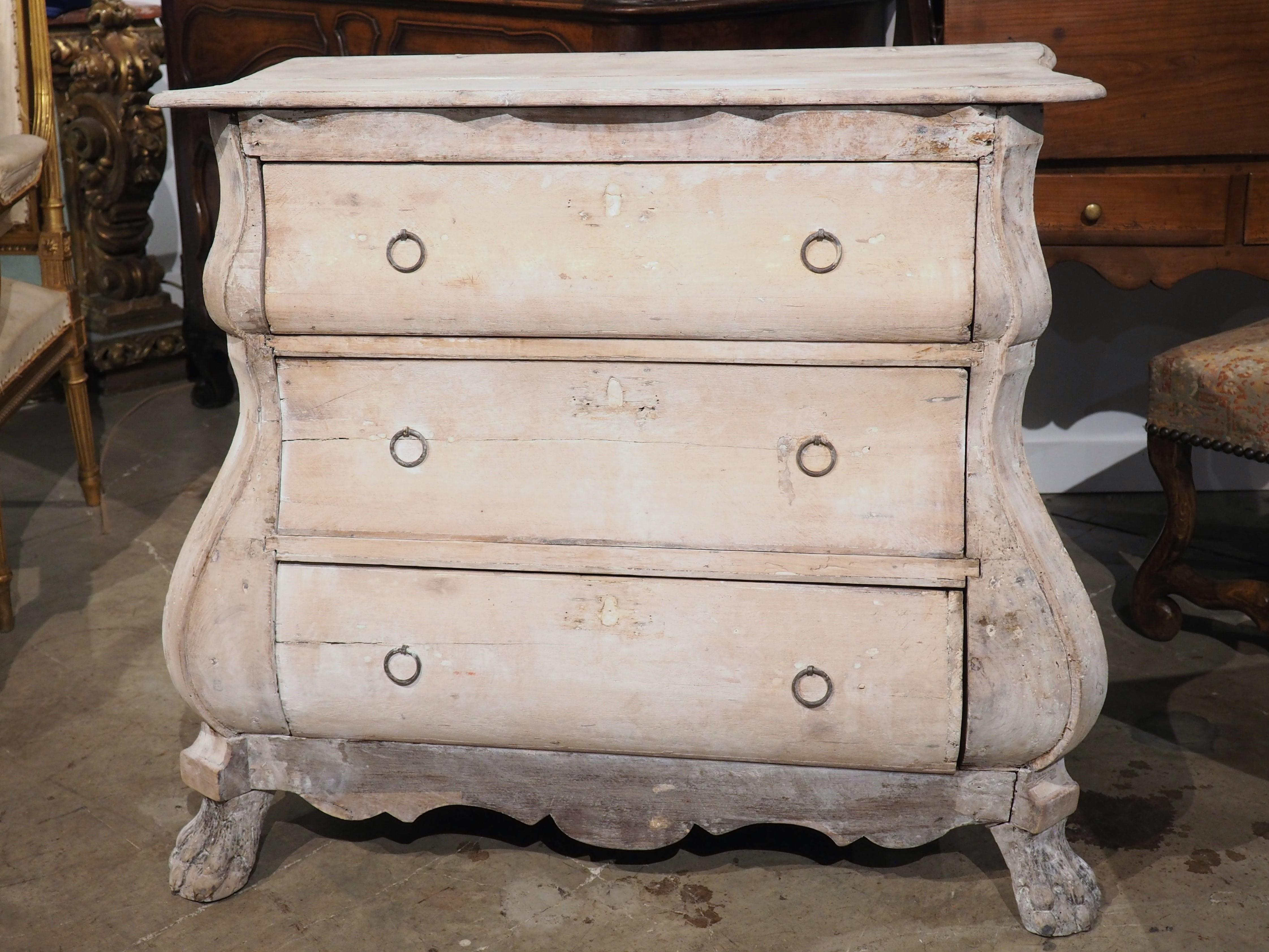 Small Antique Whitewashed Dutch Bombe Commode, Circa 1780 For Sale 13