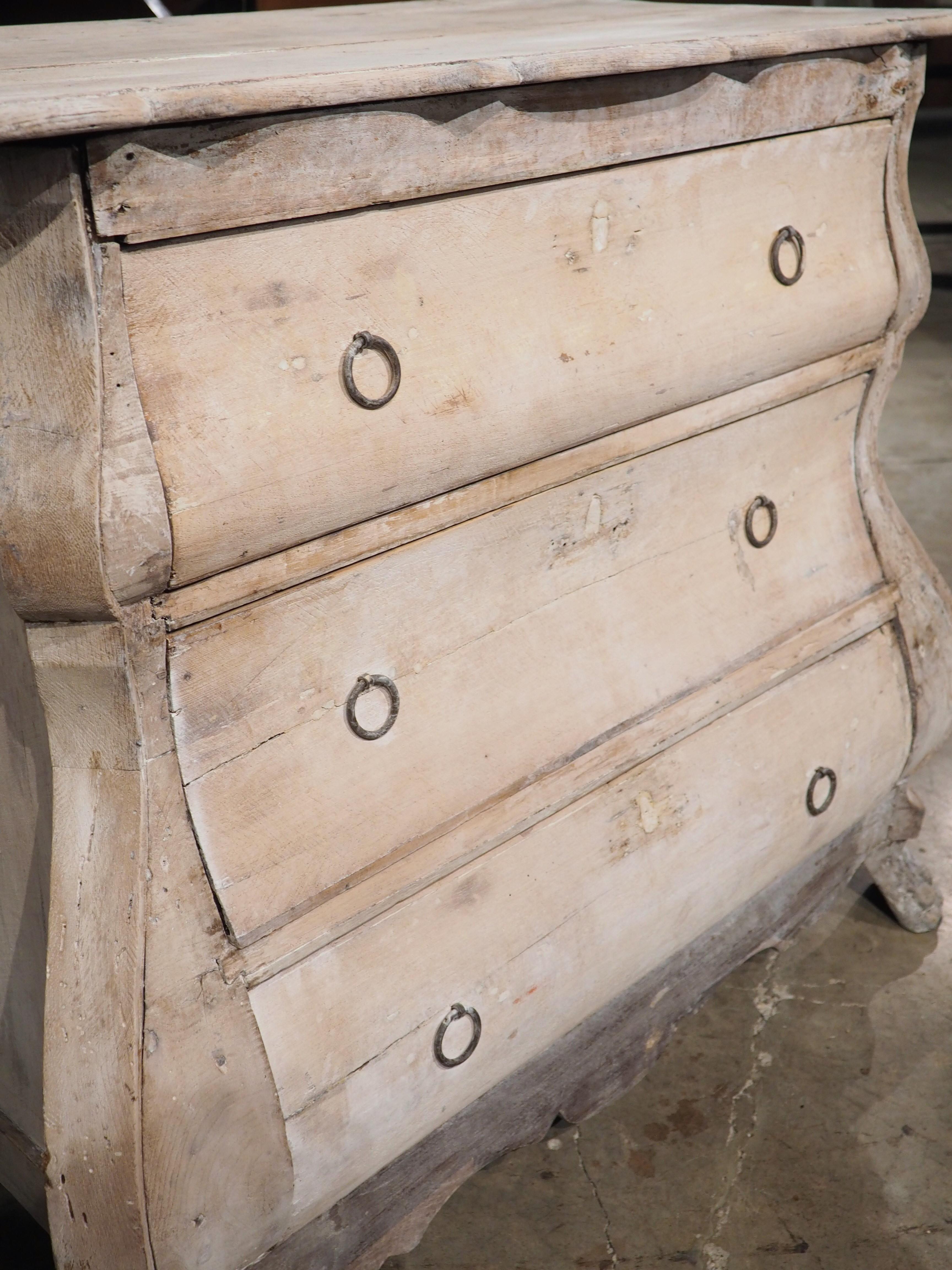 Small Antique Whitewashed Dutch Bombe Commode, Circa 1780 For Sale 3