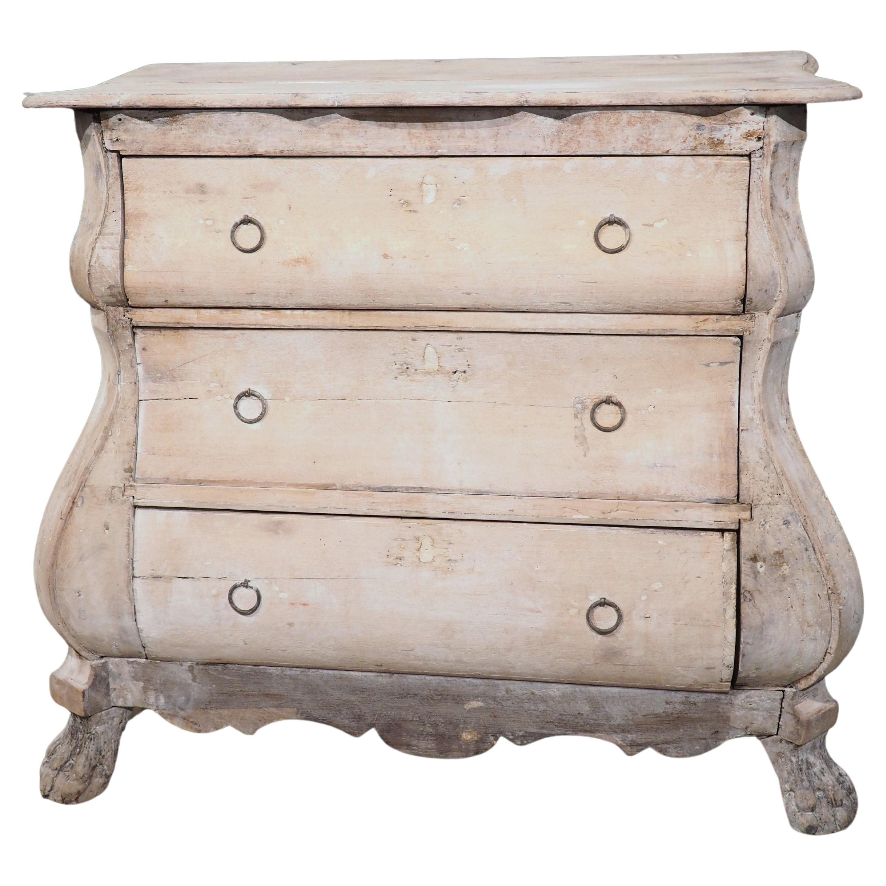 Small Antique Whitewashed Dutch Bombe Commode, Circa 1780 For Sale