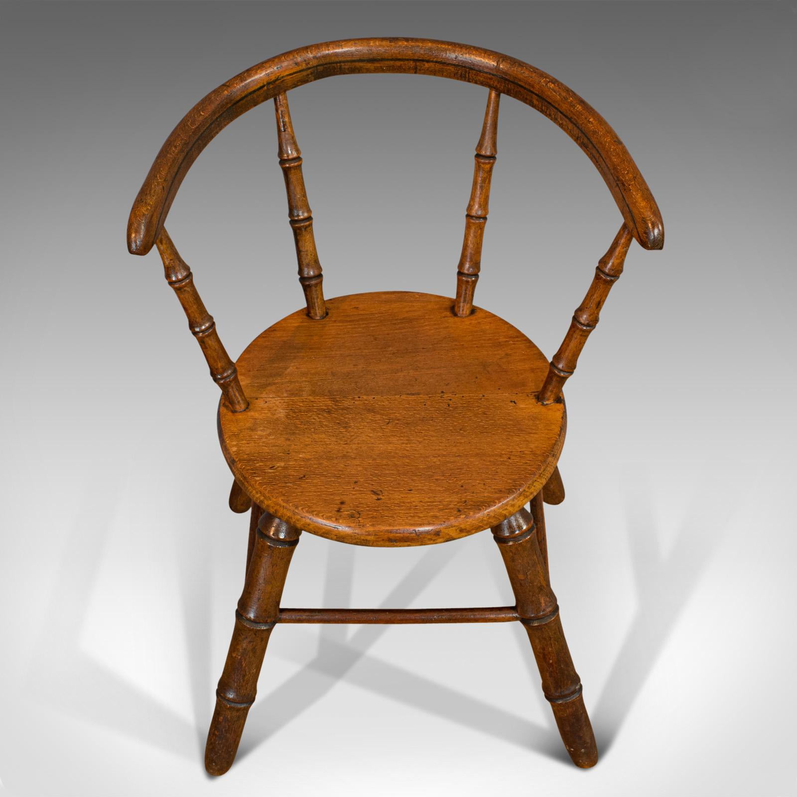 Small Antique Windsor Chair, English, Oak, Apprentice, High Wycombe, Victorian In Good Condition For Sale In Hele, Devon, GB
