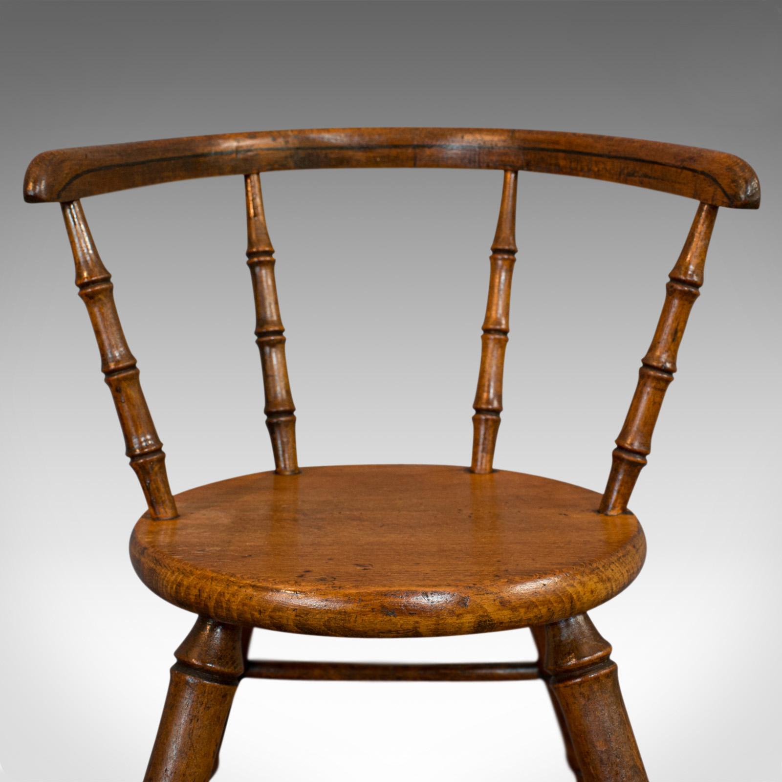19th Century Small Antique Windsor Chair, English, Oak, Apprentice, High Wycombe, Victorian For Sale