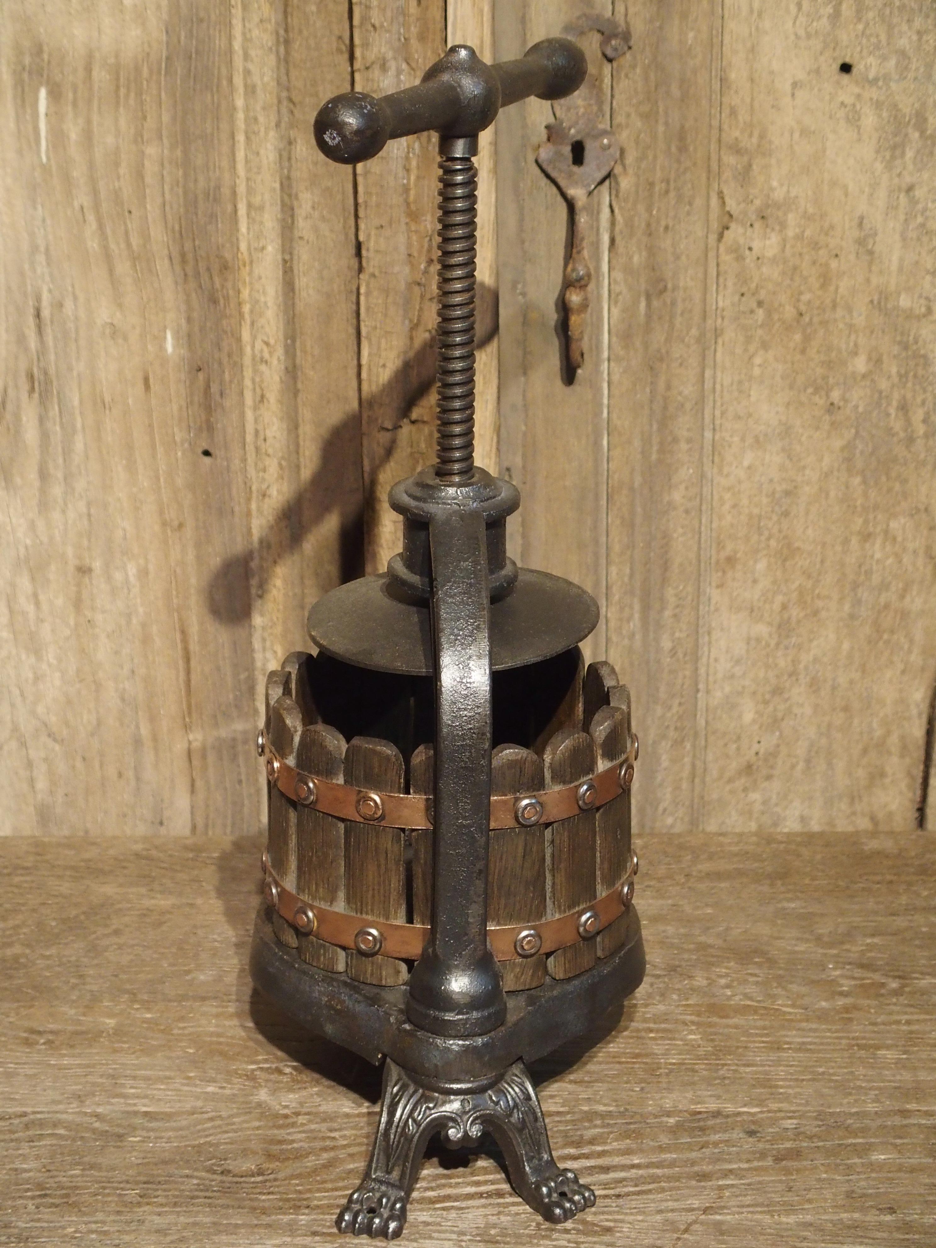 French Small Antique Wine Grape Press from France, Early 1900s