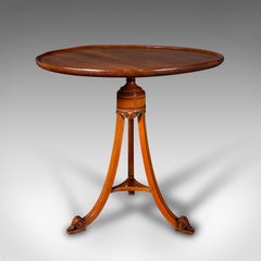 Petite table à vin ancienne, anglaise, circulaire, d'appoint, lampe, tripode, Regency