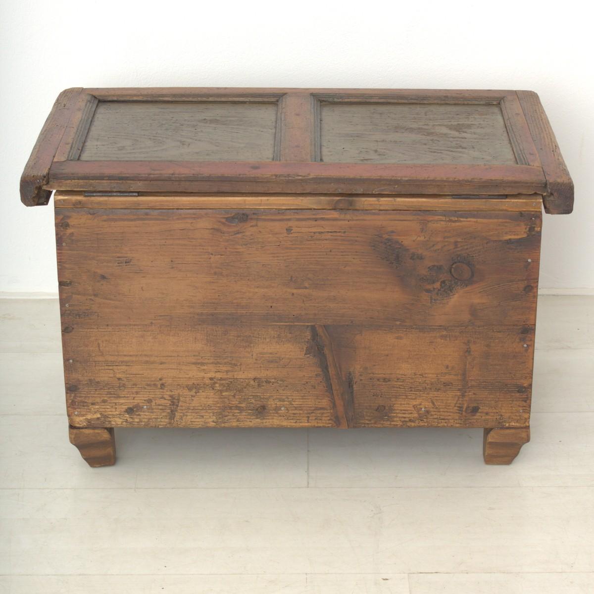 German Small Antique Wood Trunk, circa 1880