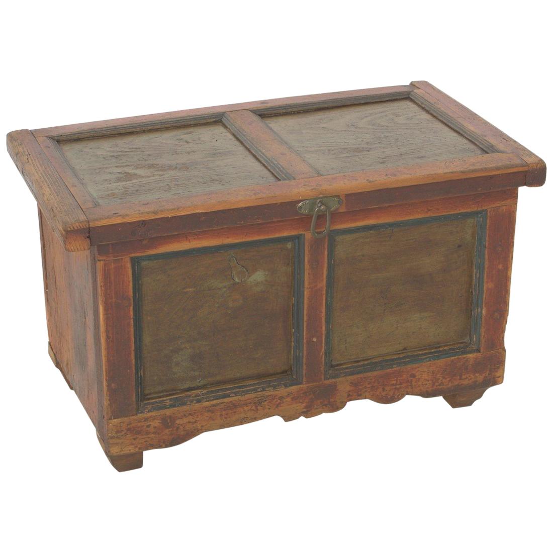 Small Antique Wood Trunk, circa 1880