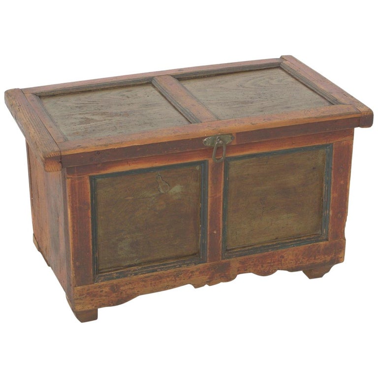 Small Antique Wood Trunk, circa 1880 at 1stDibs