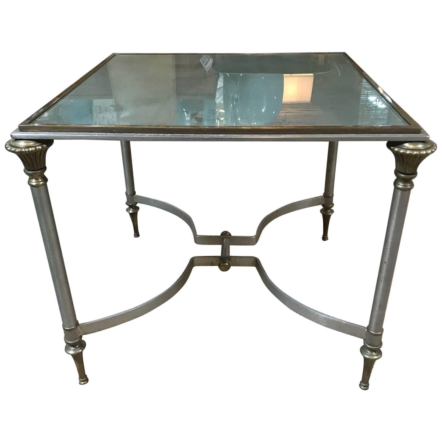 Small Antiqued Mirrored Table in the Style of Yale Burge For Sale