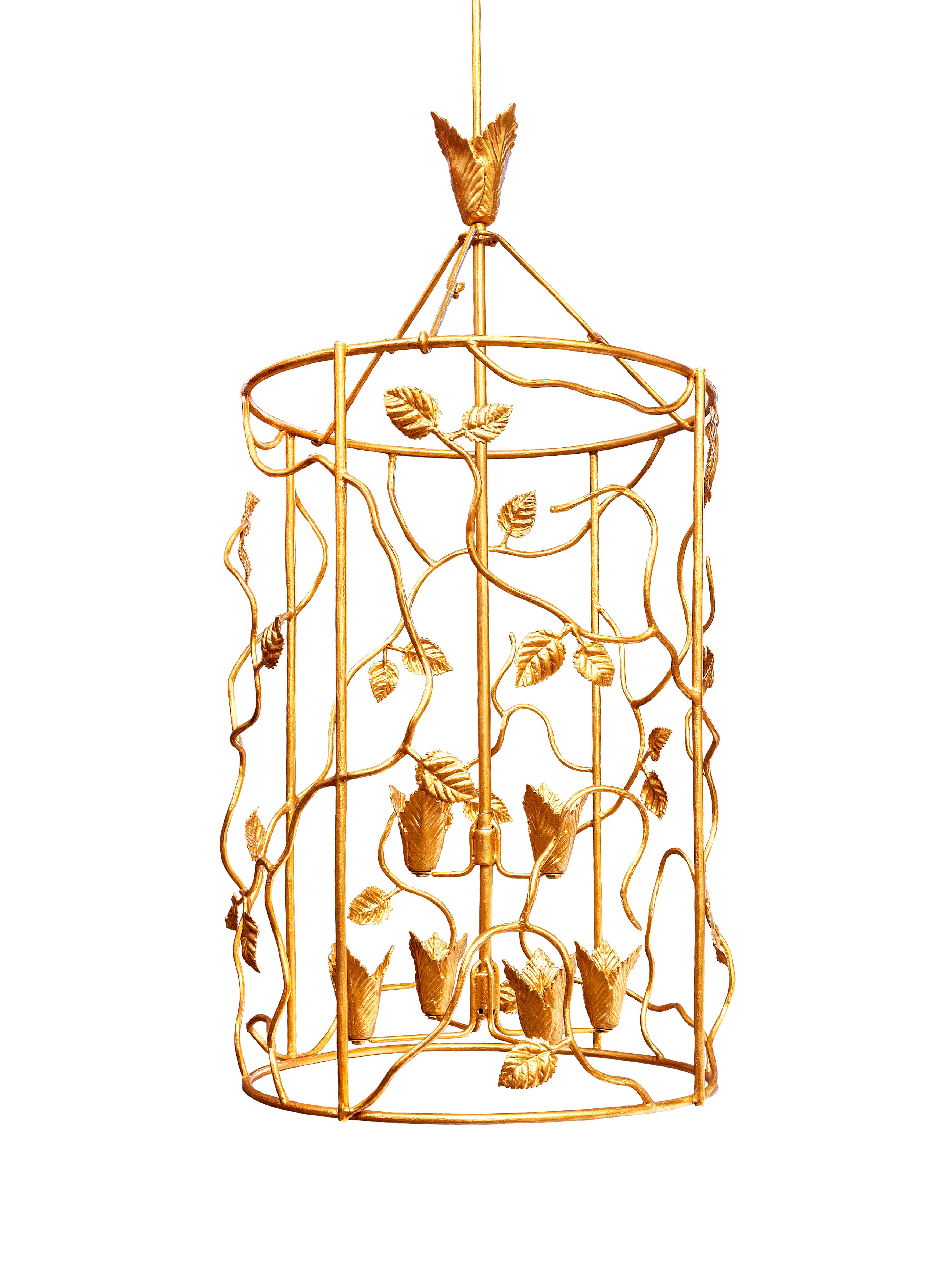 Organic Modern Small Appian Lantern, Antique Gold, Benediko For Sale