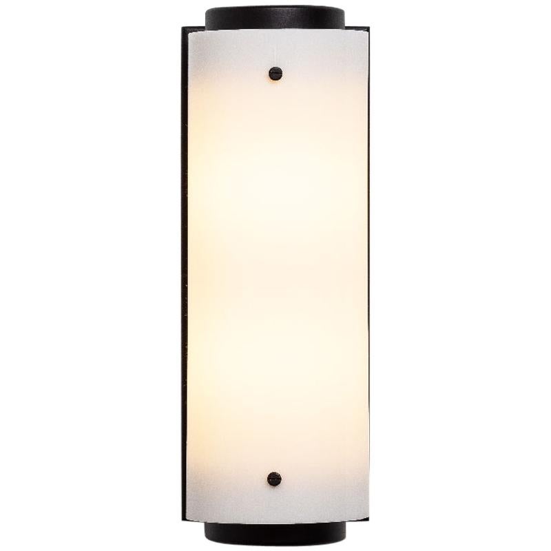 Small Arc Sconce in Satin Black with White Lucite Shade For Sale