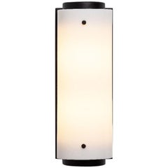 Small Arc Sconce in Satin Black with White Lucite Shade