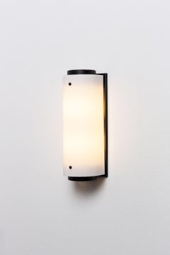 Small Arc Sconce in Satin Black with White Lucite Shade
