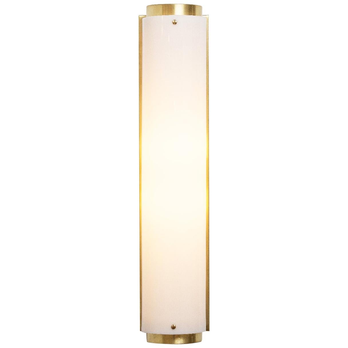 American Small Arc Sconce in Satin Black with White Lucite Shade For Sale