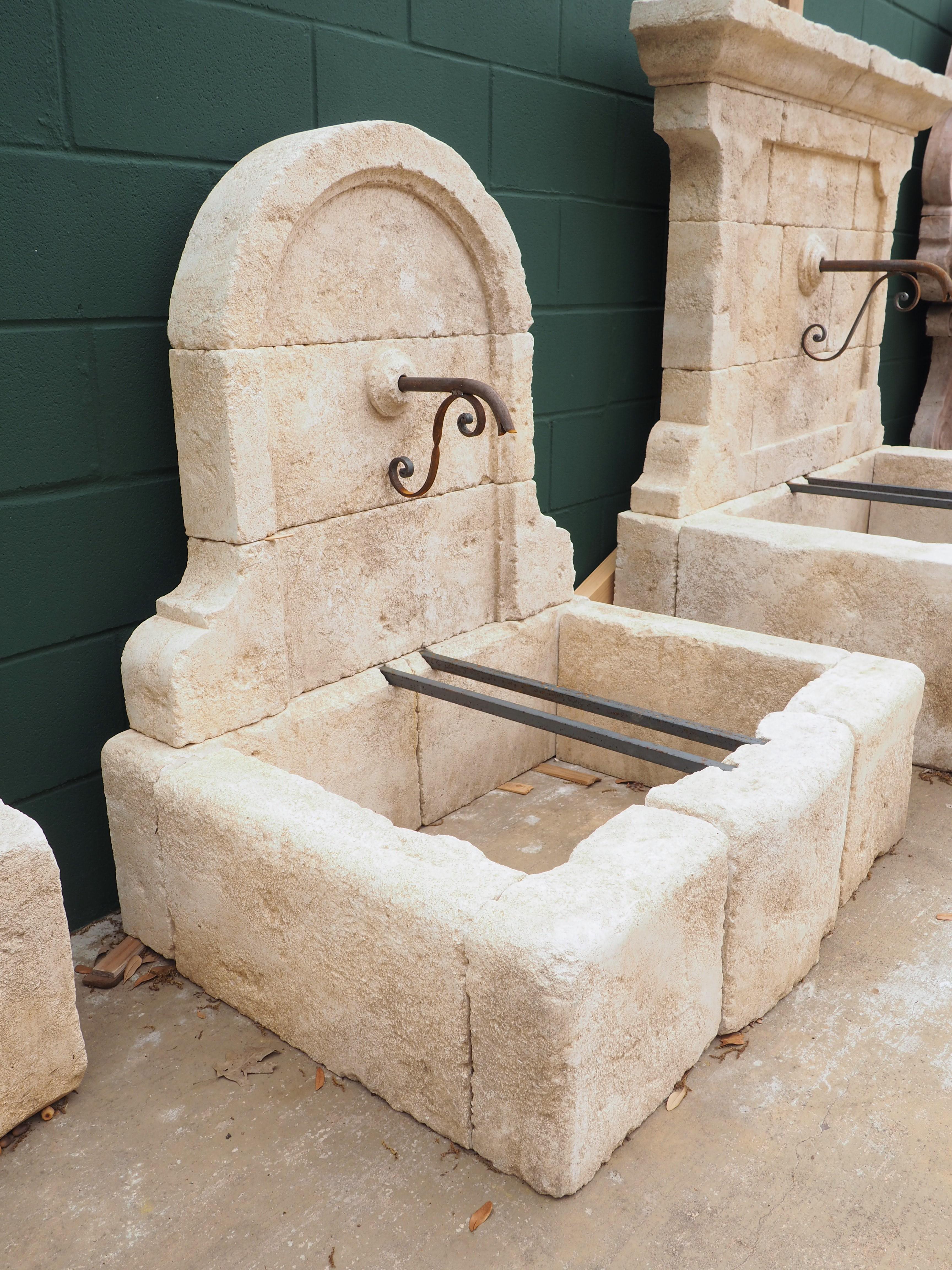 French Small Arched Limestone Wall Fountain from France