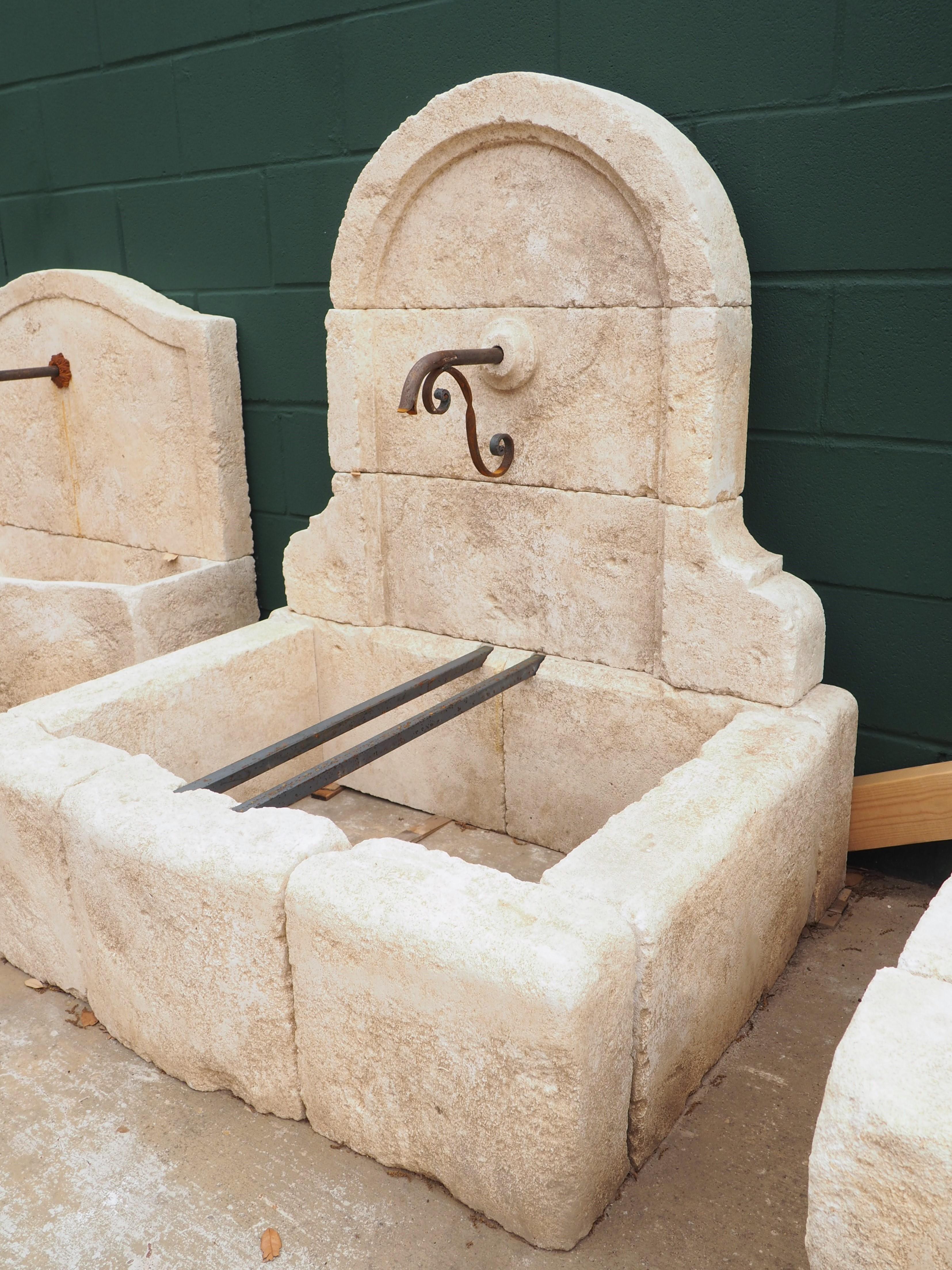Hand-Carved Small Arched Limestone Wall Fountain from France