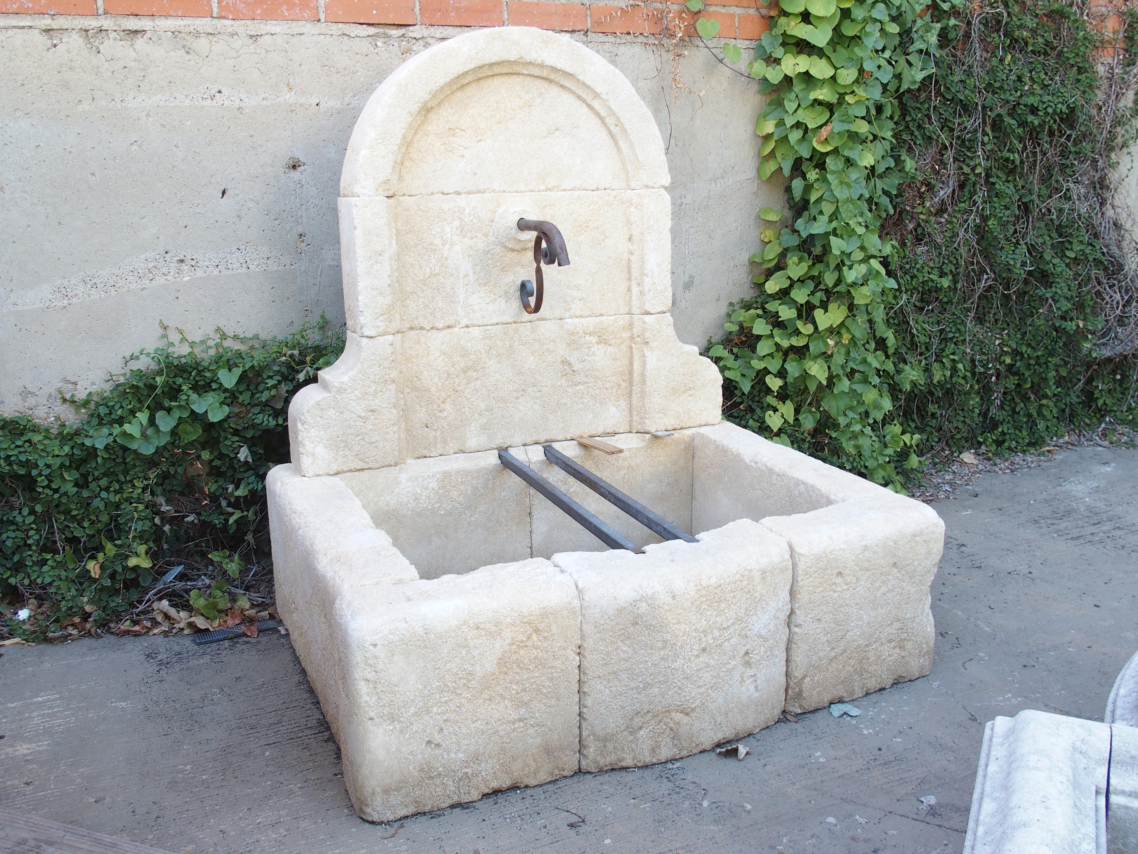 Small Arched Limestone Wall Fountain from the South of France 4