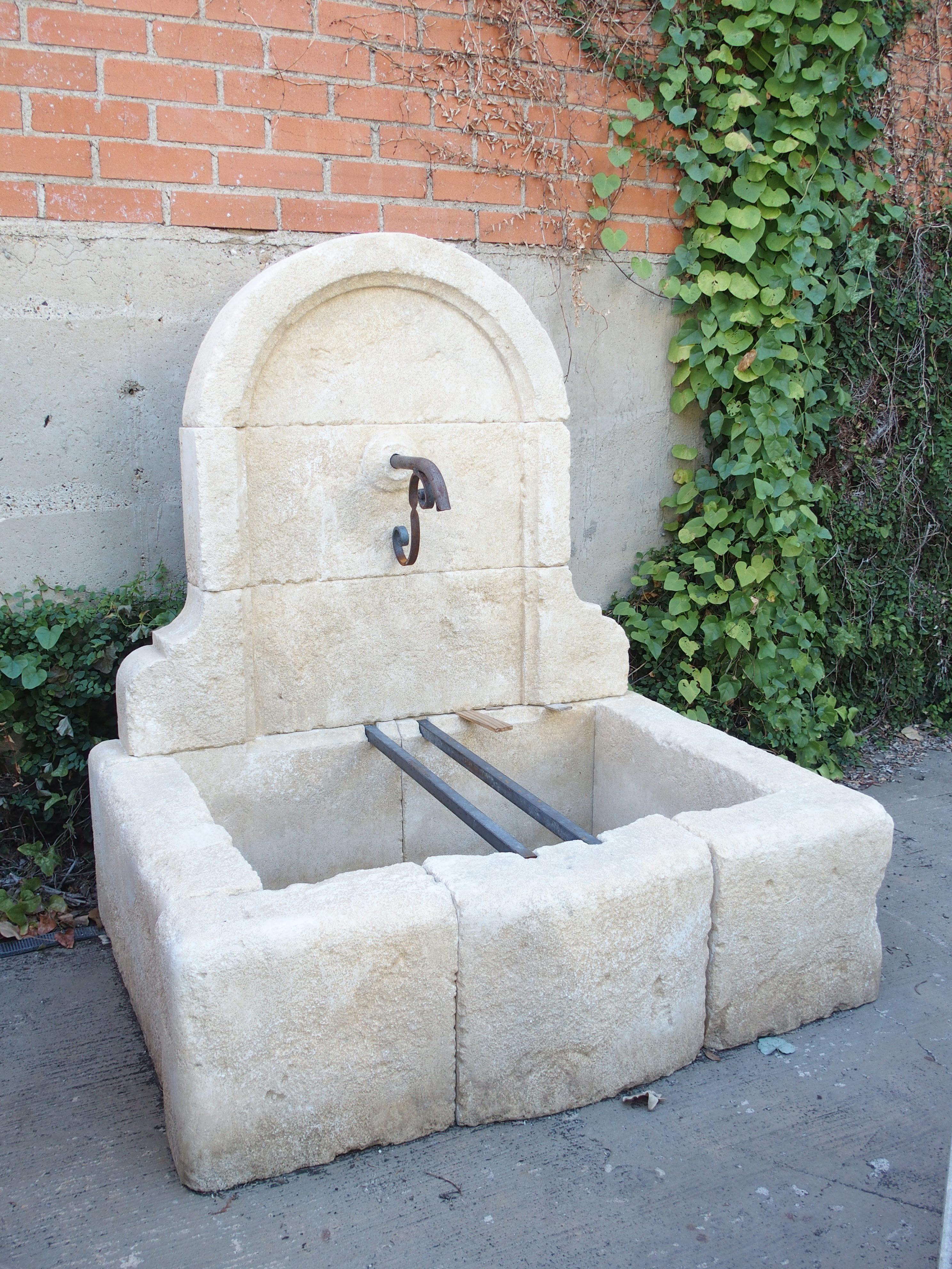 French Small Arched Limestone Wall Fountain from the South of France