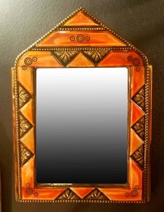 Small Arched Orange Camel Bone Mirror, Marakech
