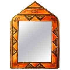Small Arched Orange Camel Bone Mirror, Marakech