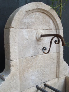 Small Arched Top Limestone Wall Fountain from Provence, France