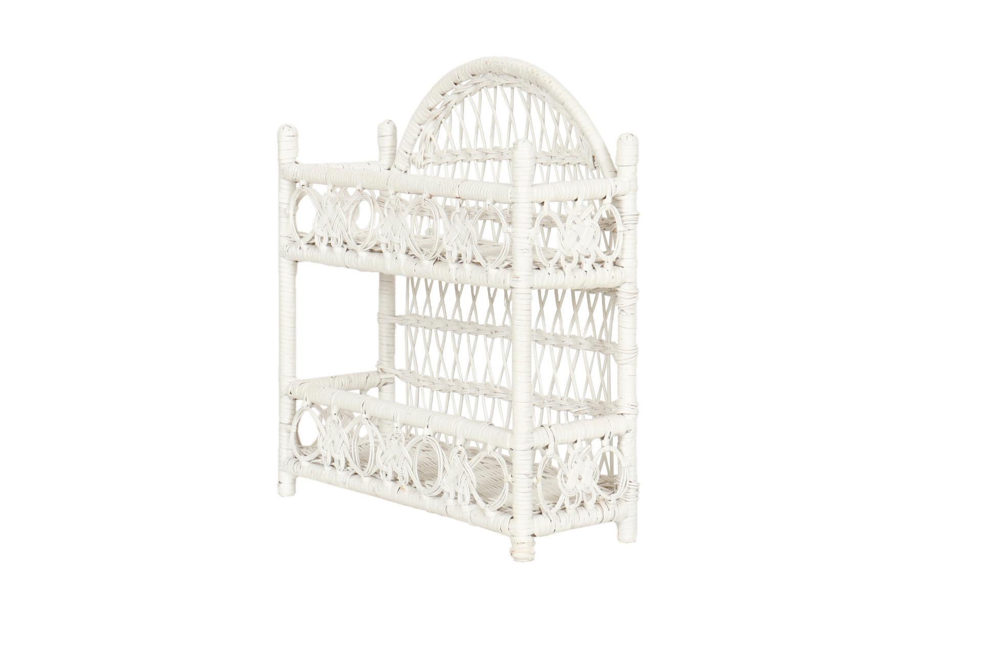 Small Arched White Wicker Shelves For Sale at 1stDibs small wicker shelf