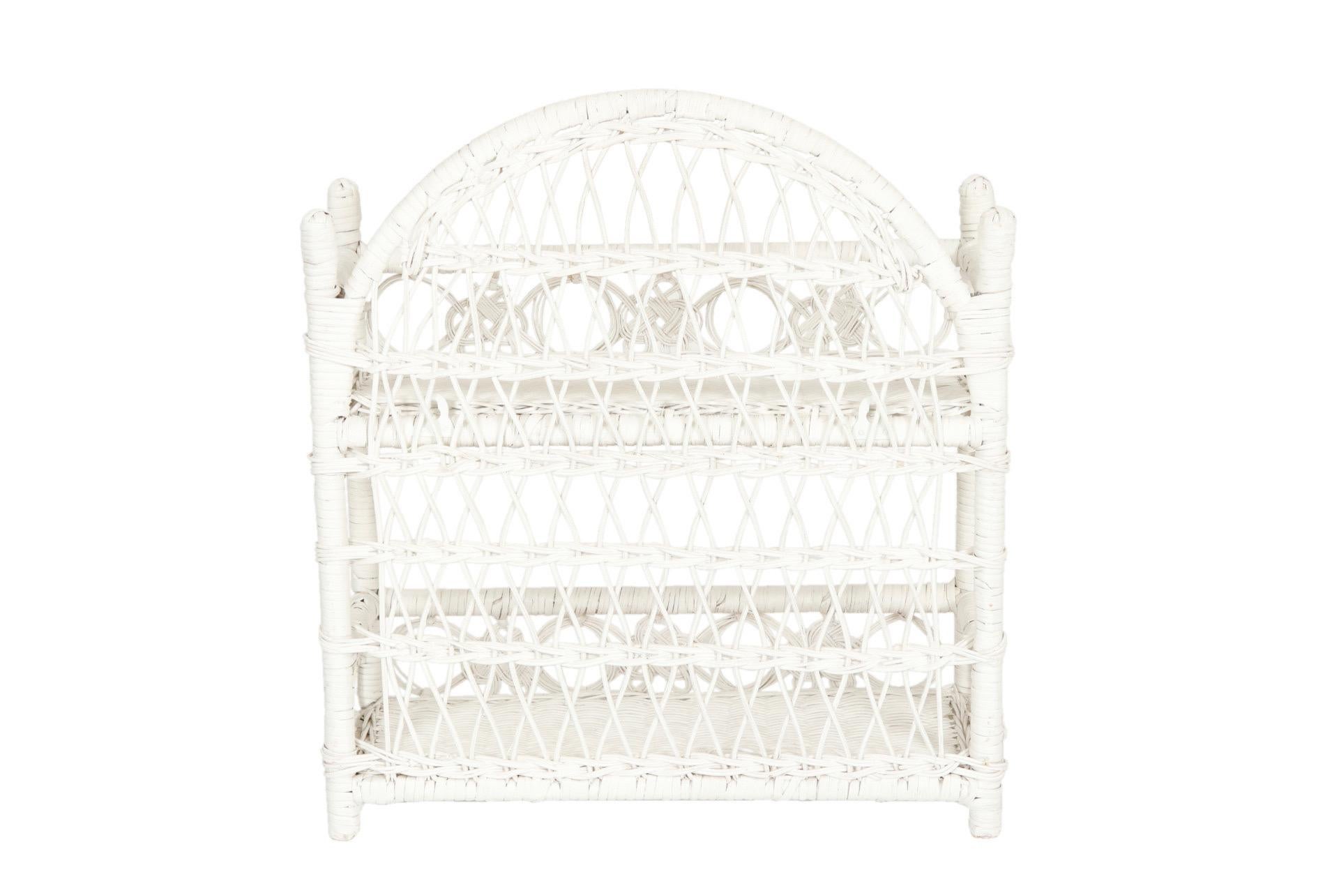Small Arched White Wicker Shelves For Sale at 1stDibs small wicker shelf