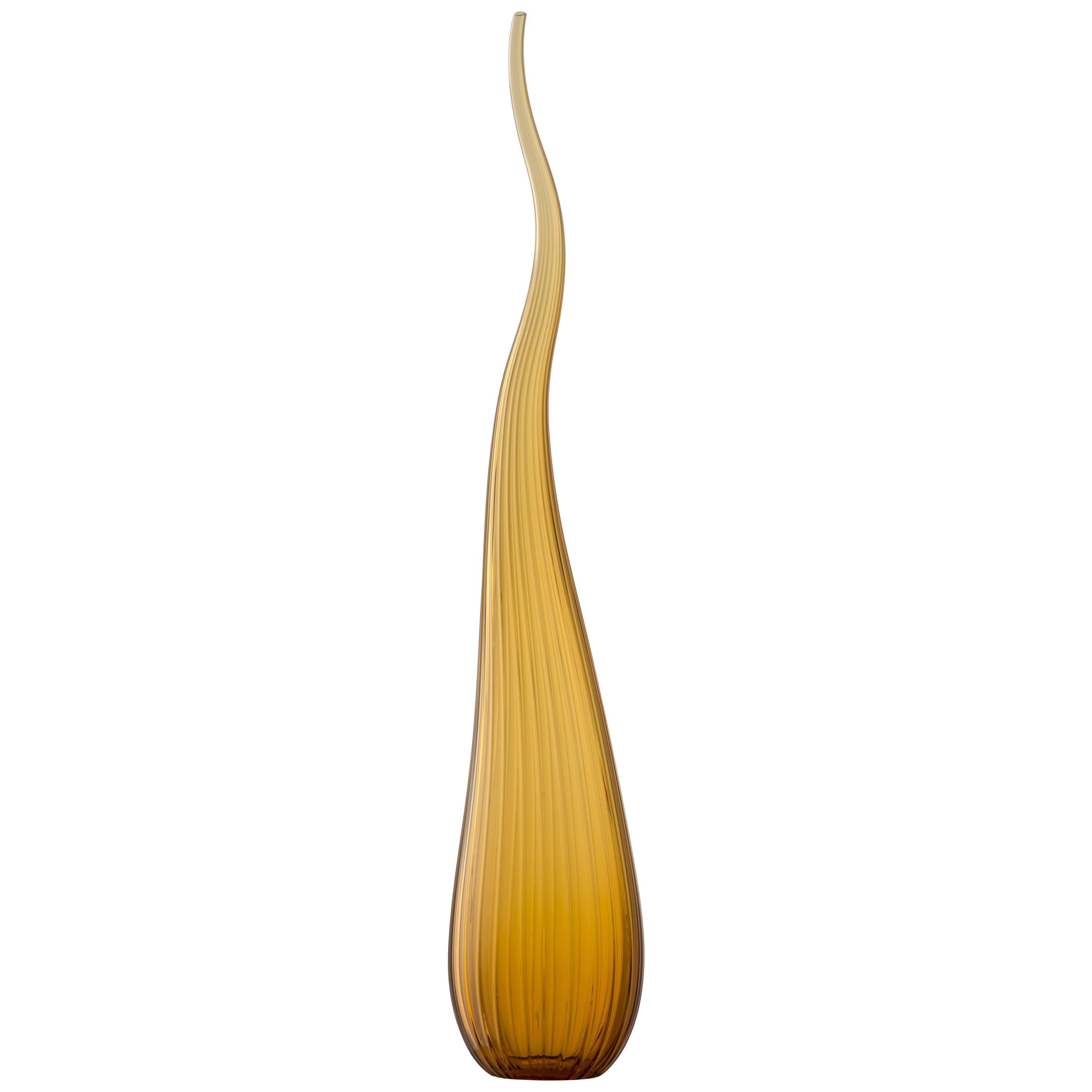 Gold (3697) Small Aria Lucido Vase in Hand Blown Murano Glass by Renzo Stellon