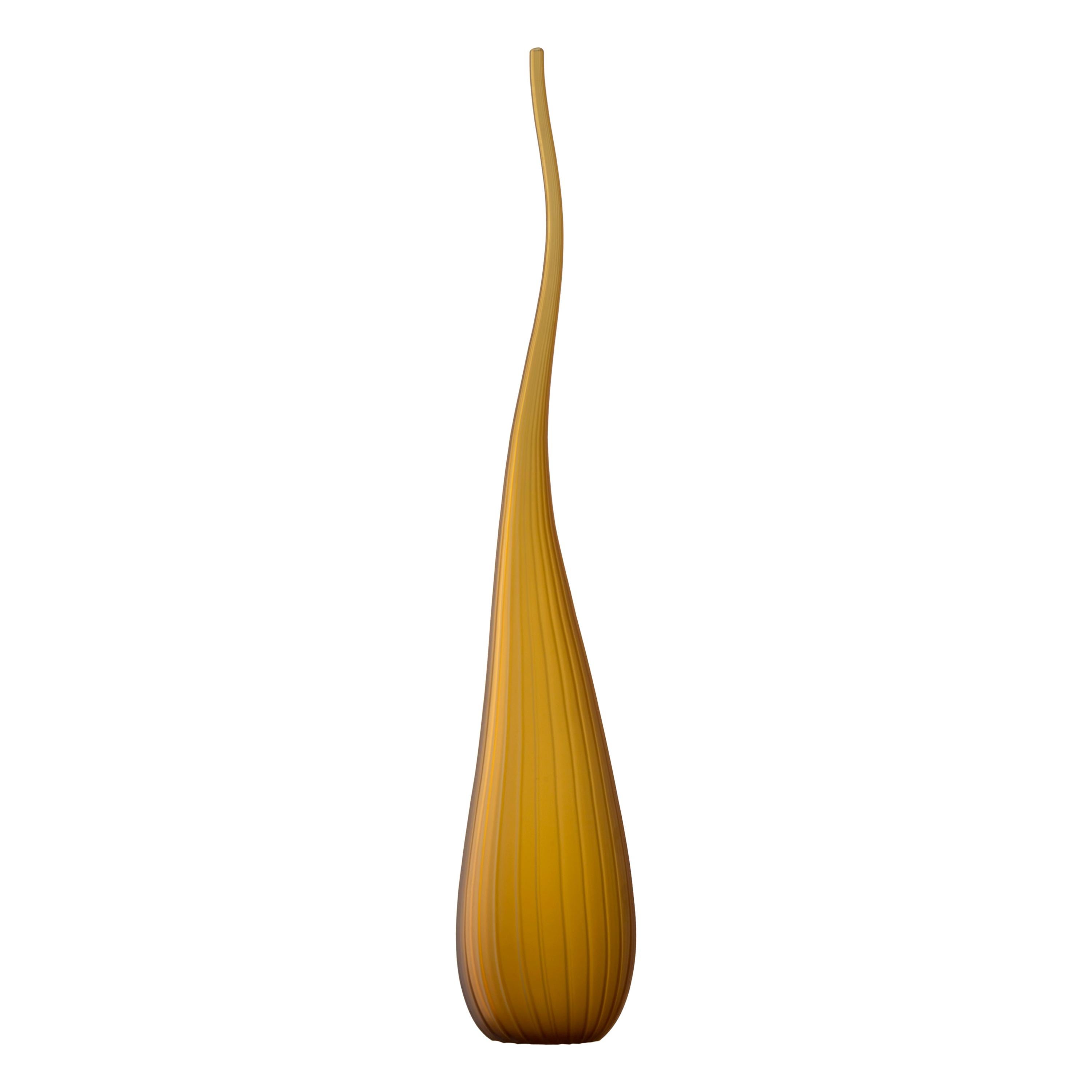 Gold (3767) Small Aria Satinato Vase in Hand Blown Murano Glass by Renzo Stellon