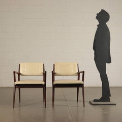 Small Armchairs, Beech Foam and Leatherette, Italy, 1950s
