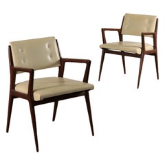 Small Armchairs, Beech Foam and Leatherette, Italy, 1950s