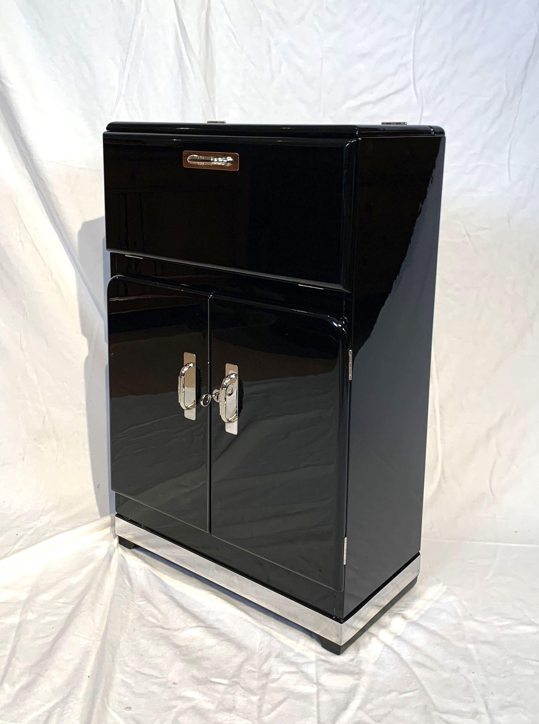 black lacquer bar cabinet