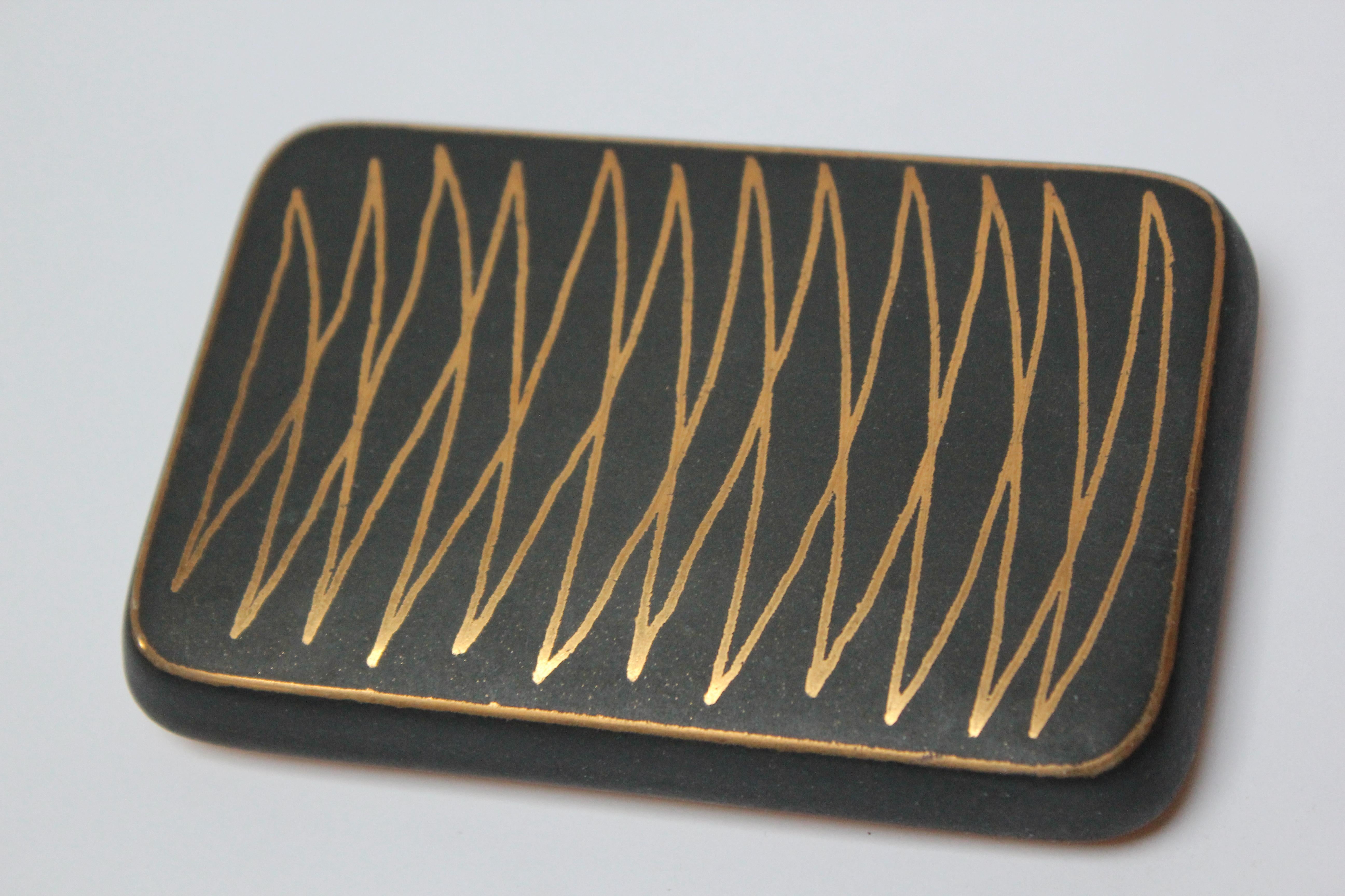 Small Art Deco Black and Gold Ceramic Decorative Lidded Box by Waylande Gregory 3