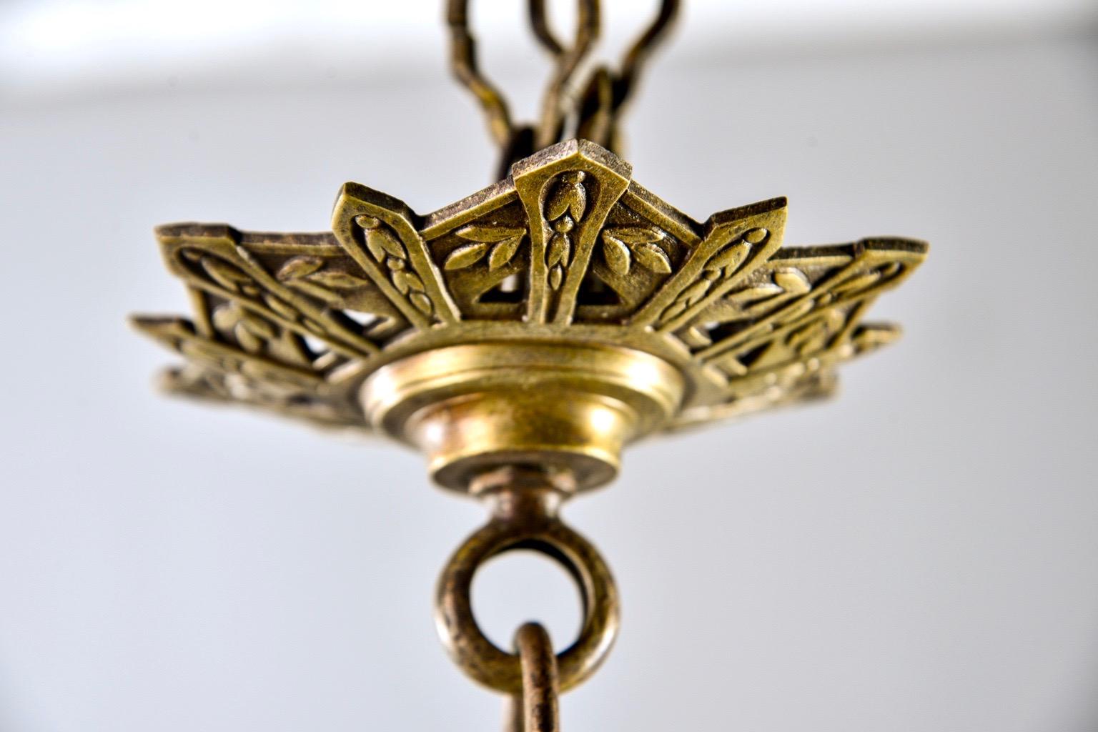 Small Art Deco Bronze Fixture with Muller Glass 2