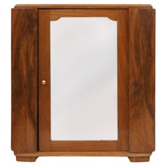 Small Art Deco cabinet in wood with mirror, Belgium ca. 1930