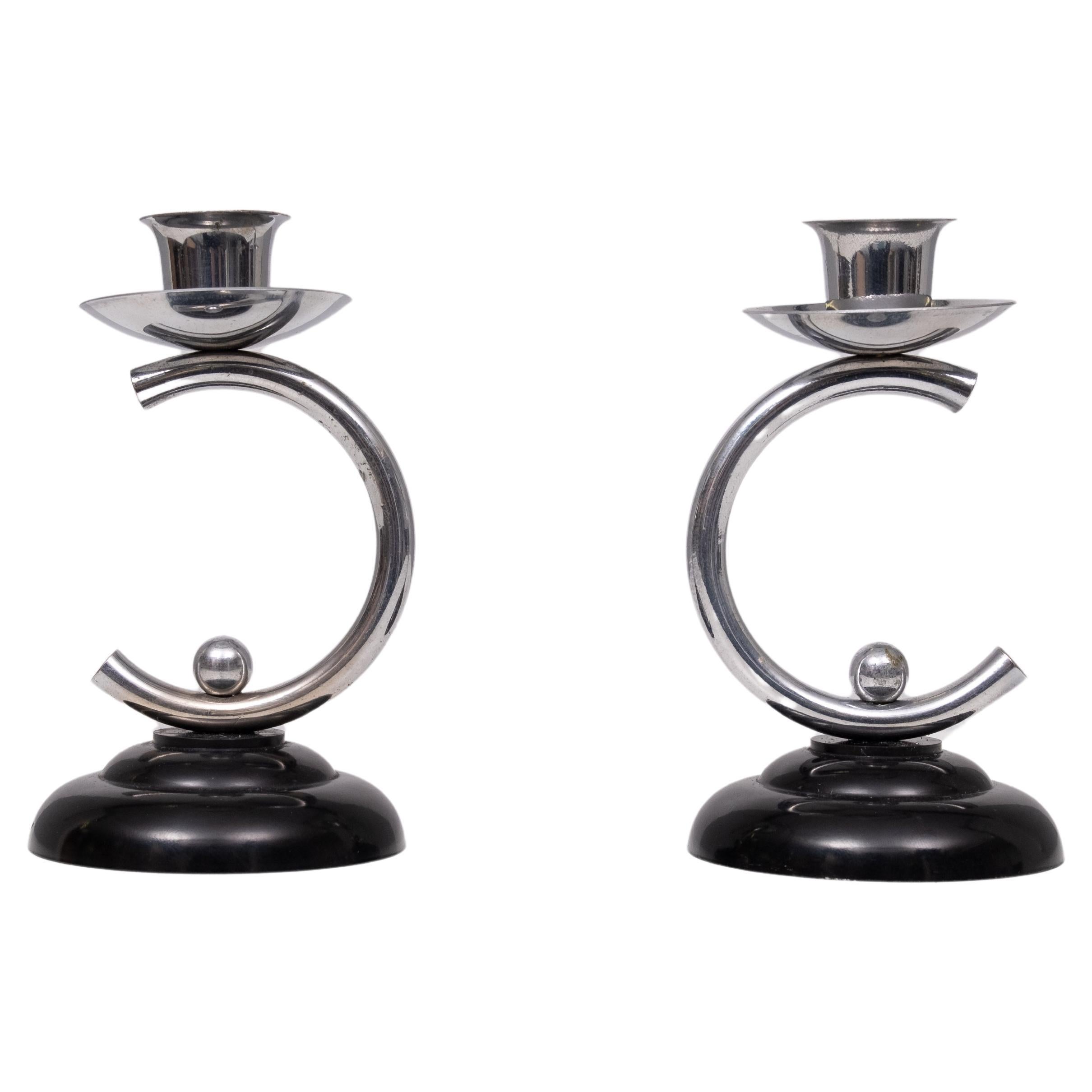 small  Art Deco Candle sticks 1930s Holland