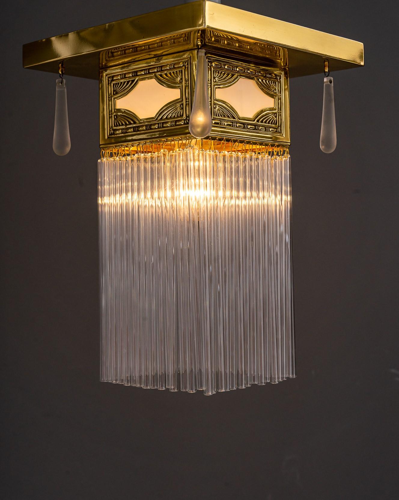 Early 20th Century Small Art Deco Ceiling Lamp with Glass Sticks Around 1920s