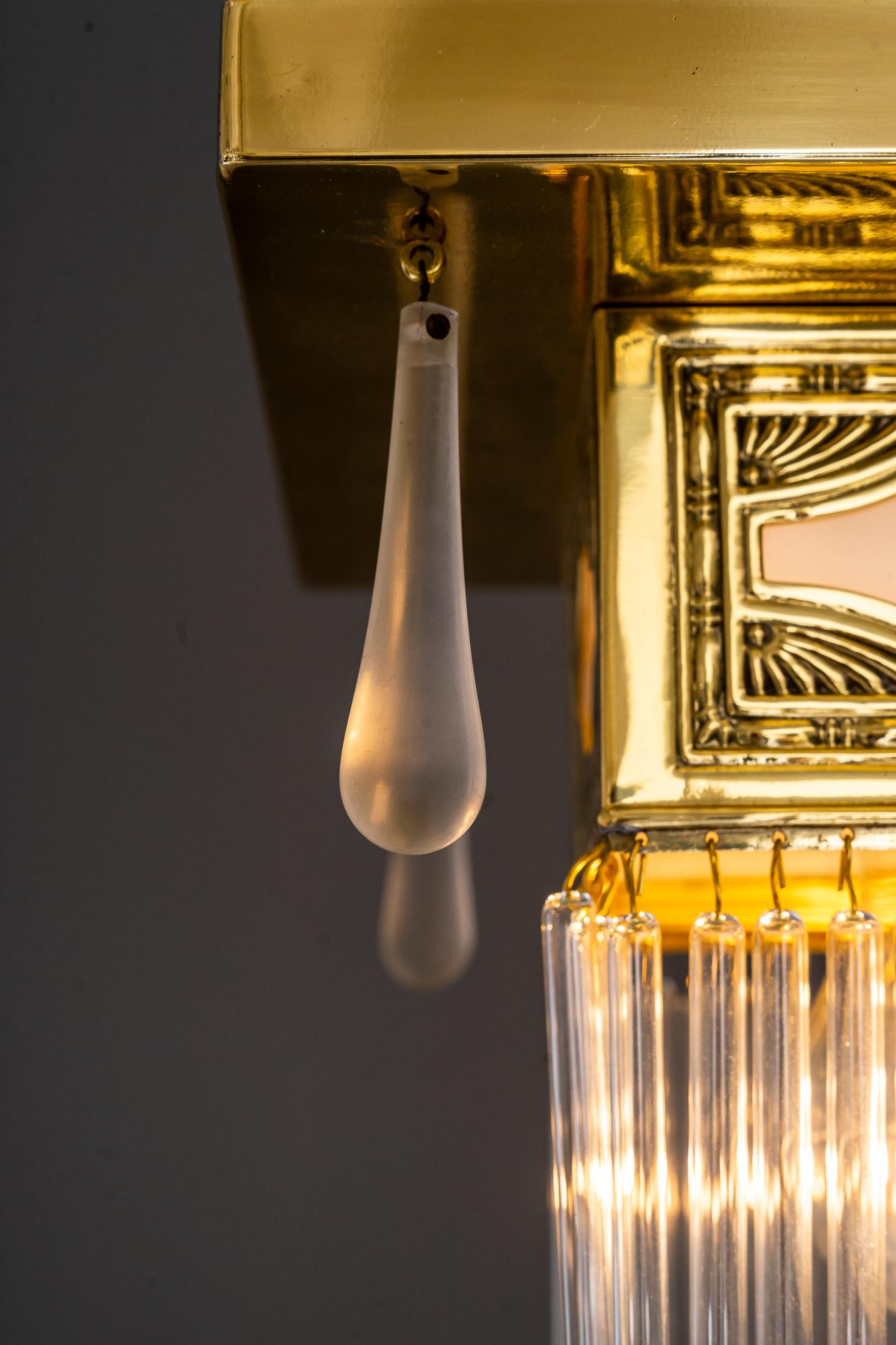 Small Art Deco Ceiling Lamp with Glass Sticks Around 1920s 2