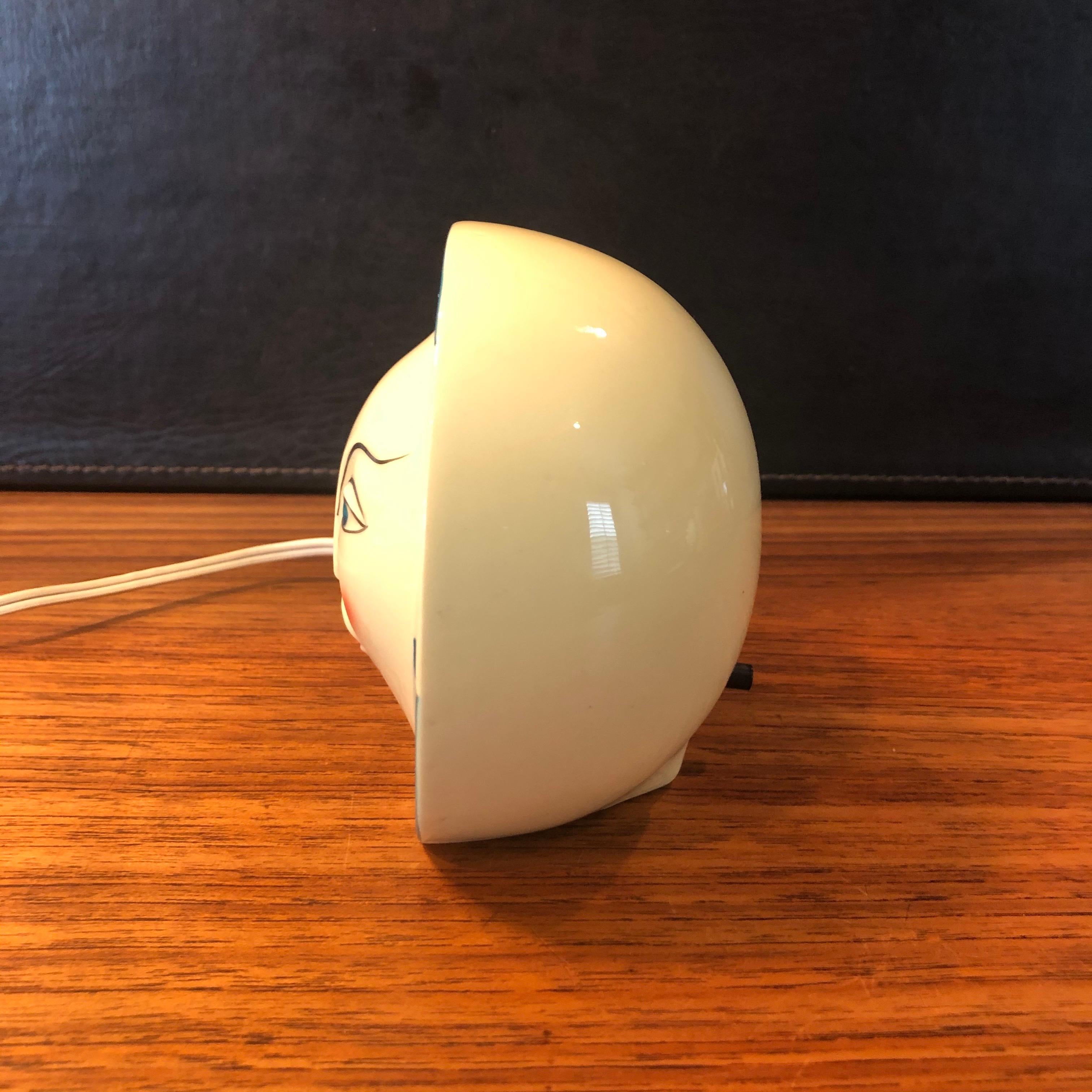 Small Art Deco Ceramic Lamp with Face 3